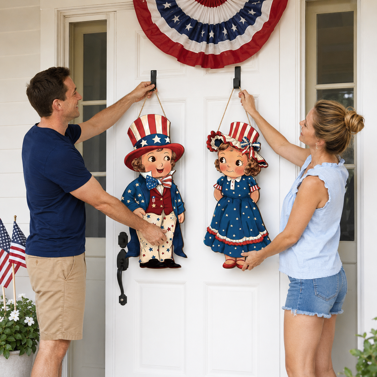🔥Hot Sale 49% off🌟Patriotic Wooden Hanging Door Signs