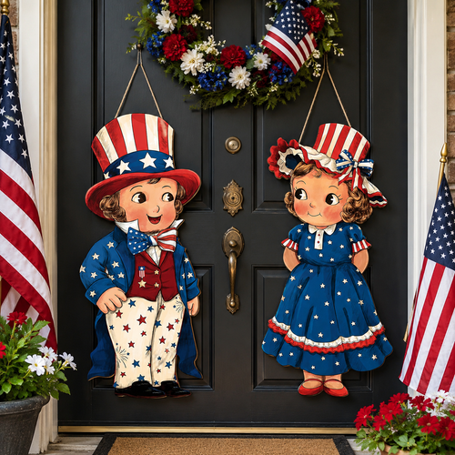 🔥Hot Sale 49% off🌟Patriotic Wooden Hanging Door Signs