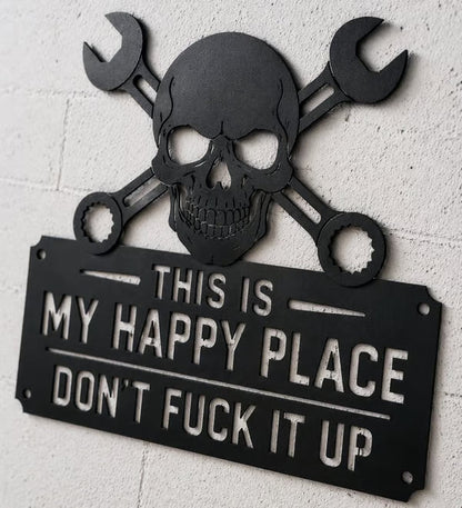 💀🛠️"This Is My Happy Place" Metal Wall Art Sign🔥