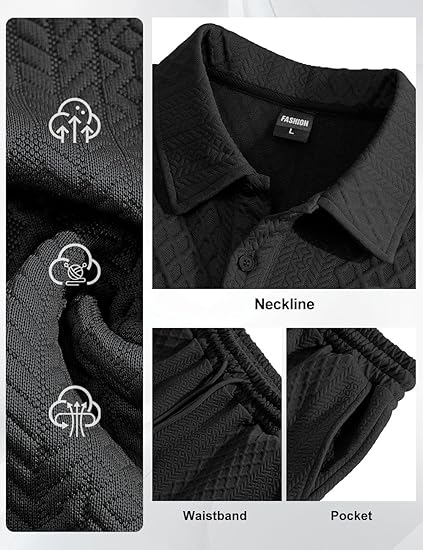 🔥Men's 2 Pieces Casual Polo Shirt and Shorts Set