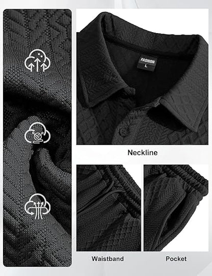 🔥Men's 2 Pieces Casual Polo Shirt and Shorts Set