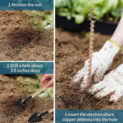 Electroculture Plant Stakes, 6 Pack 11.5" Long Copper Garden Stakes