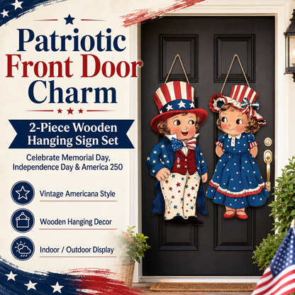 🔥Hot Sale 49% off🌟Patriotic Wooden Hanging Door Signs