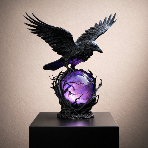 🖤 Nocturne Raven Orb Lamp, Gothic Style Decorative Orb Light, Artistic Table Lamp, Unique Father’s Day Gift for Home, Study & Bar Decoration