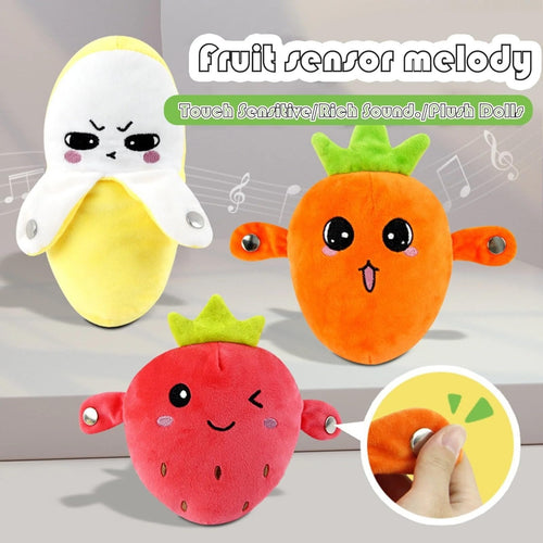 🔥HOTE SALE 49% OFF - 💖Musical Sensory Plush Bundle 🎶 Textured Fruit & Carrot Toys with Fun Sound Effects🍌🍓🥕