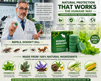 💥LAST DAY SALE 50%OFF💥🟢 Natural Peppermint Rodent Repellent Tablets – 12 Pack-JY